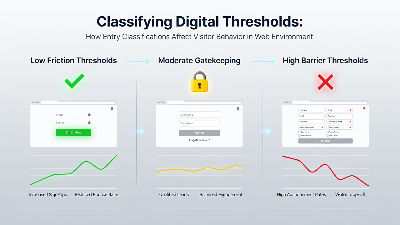 Graph displaying visitor behavior metrics across varying digital threshold levels