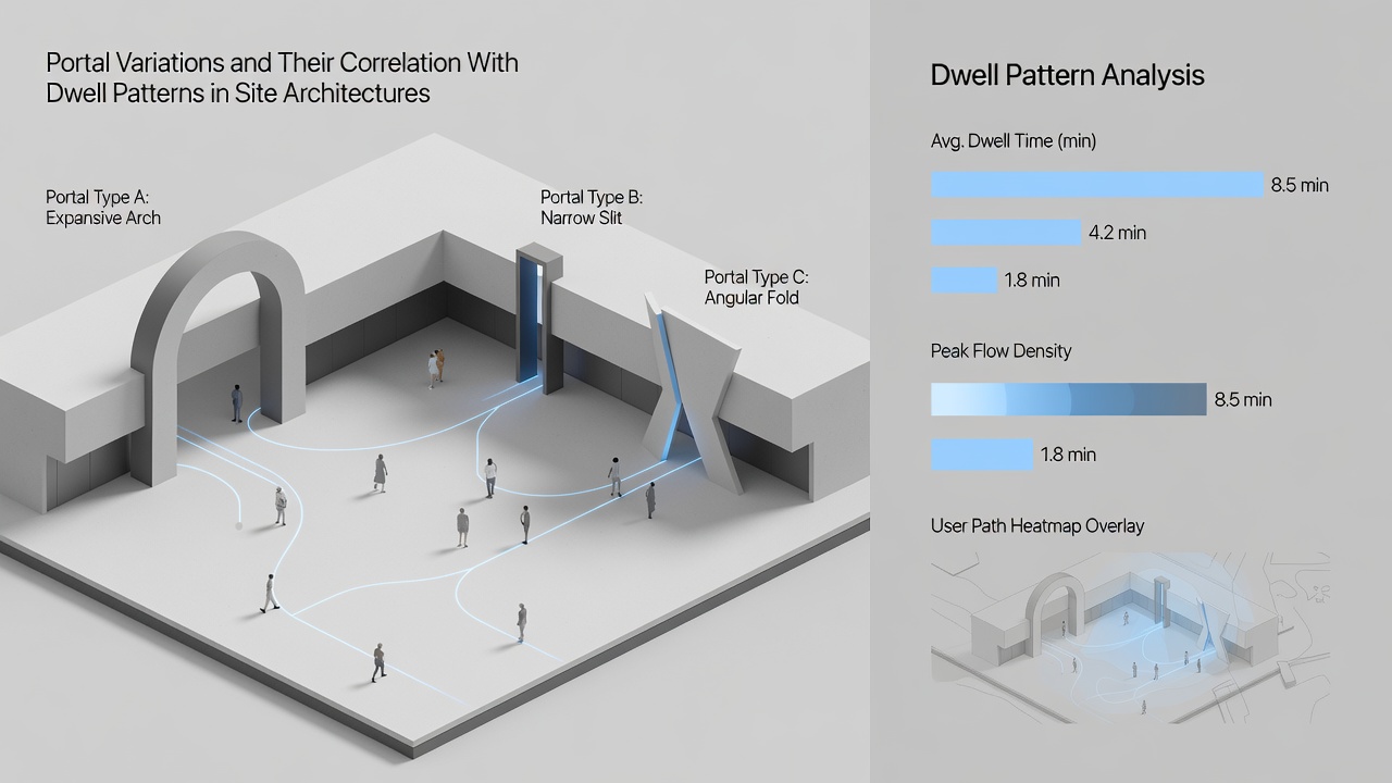 Analytics dashboard displaying dwell time distributions for varied portal architectures in October 2026 data sets